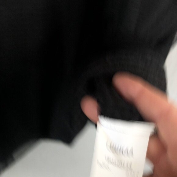 Luukaa Top Women 14 Black Stripe Mesh T Lagenlook Layered Whimsigoth Drapey - Picture 6 of 15